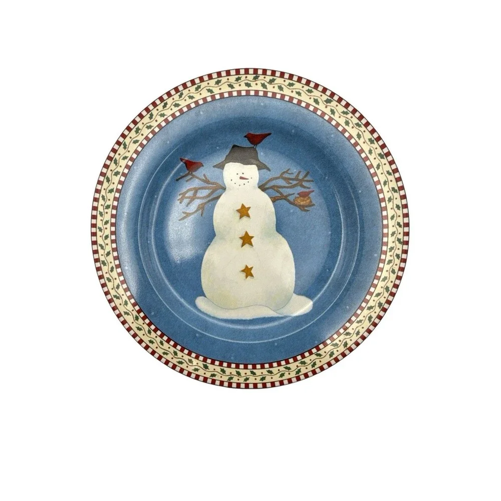 Vintage Debbie Mumm Sakura Snowmen Coffee Mug And Salad Plate Set